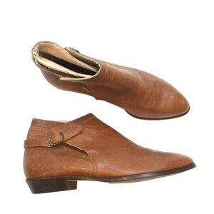 Bandolino Italian Pebbled Leather 6 Ankle Booties Almond Toe Buckle Menswear